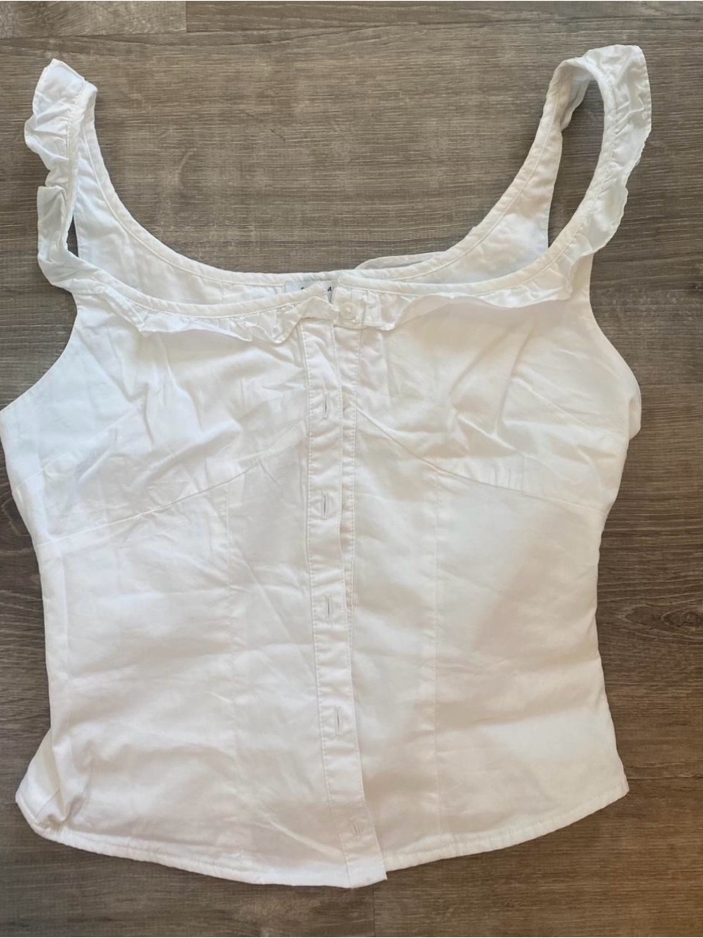 White Ruffled Square-Neck Tank Top - Picture 2 of 3